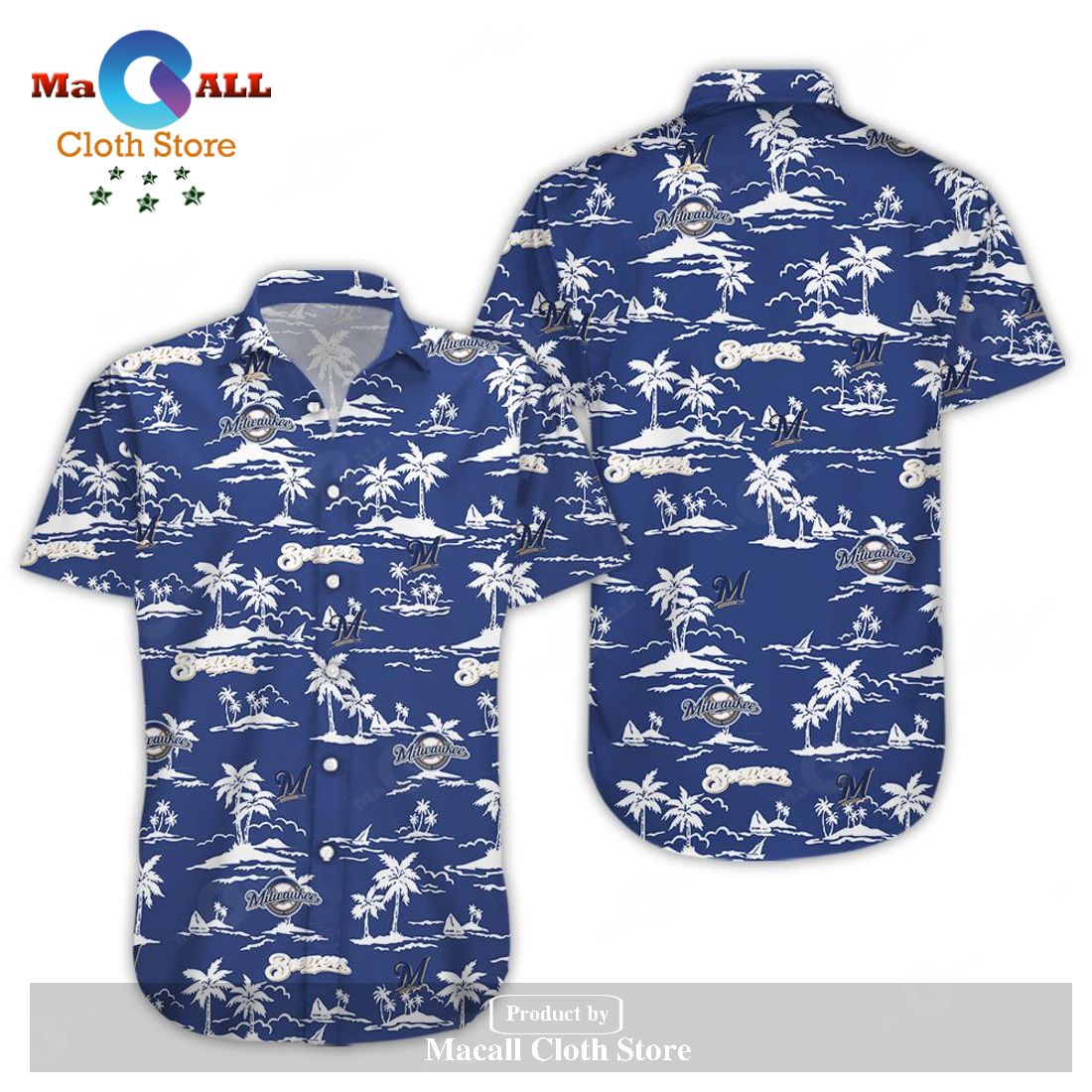 Milwaukee Brewers Name Tropical Palm Trees Hawaiian Shirt - Macall ...