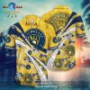 Milwaukee Brewers Symbol Palm Trees Hawaiian Shirt