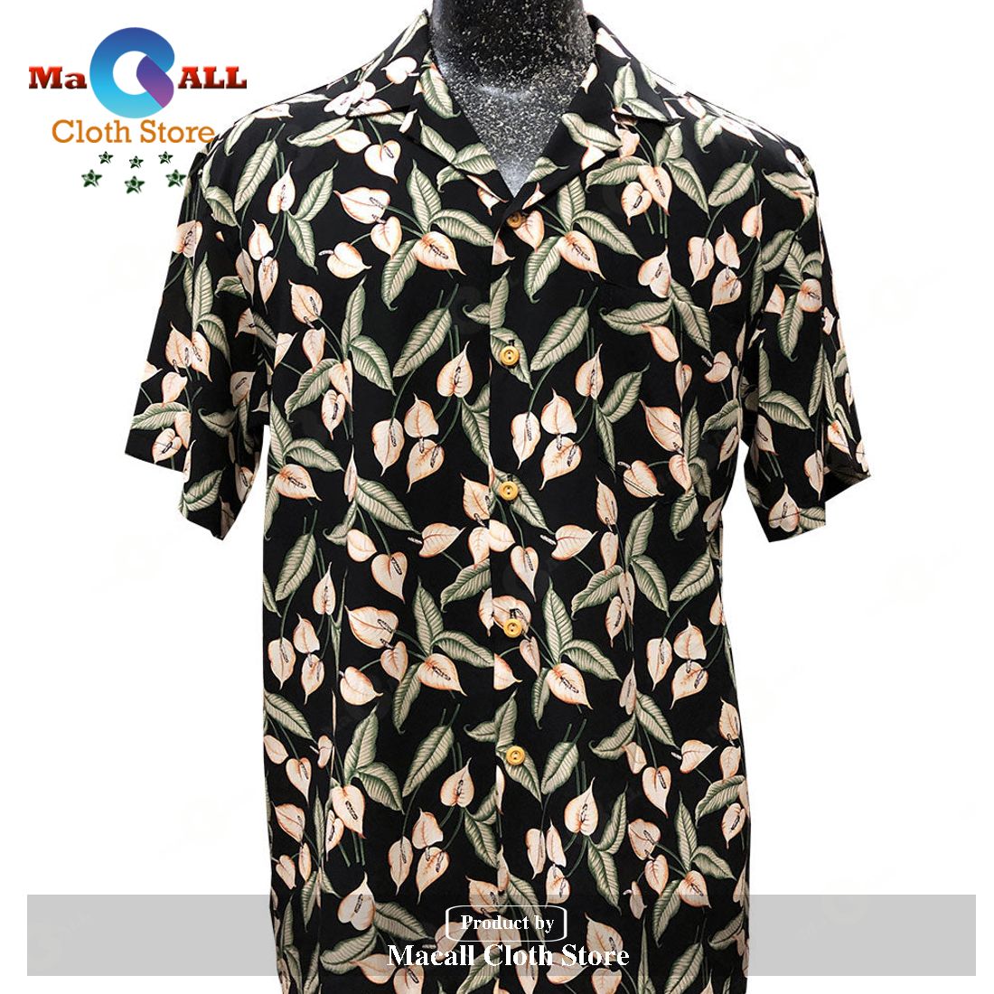 Mini Anthurium Black and Shorts Hawaiian Shirt Mini Anthurium Black and Shorts Hawaiian Shirt