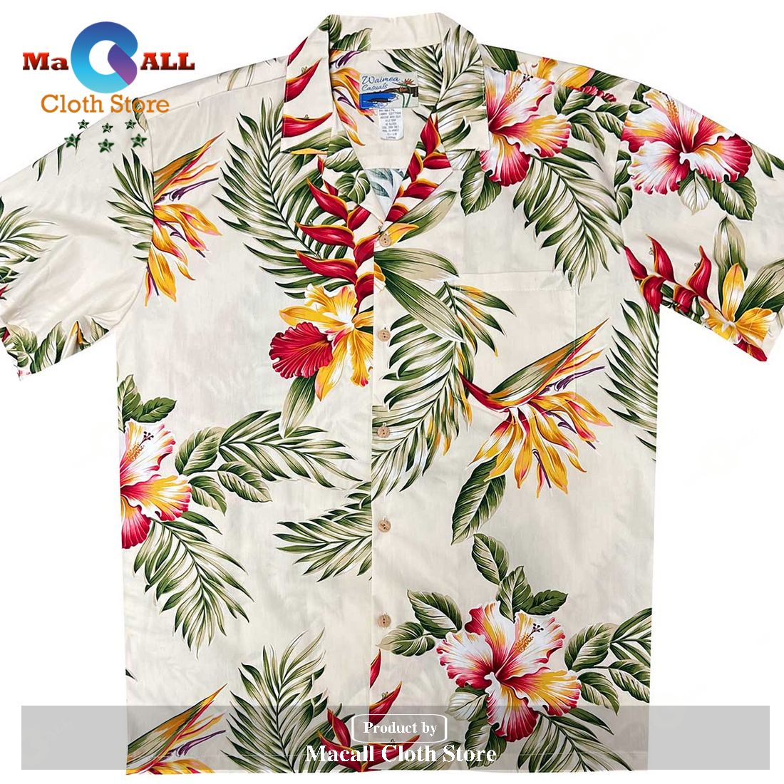 Orchid Paradise Beige and Shorts Hawaiian Shirt Orchid Paradise Beige and Shorts Hawaiian Shirt