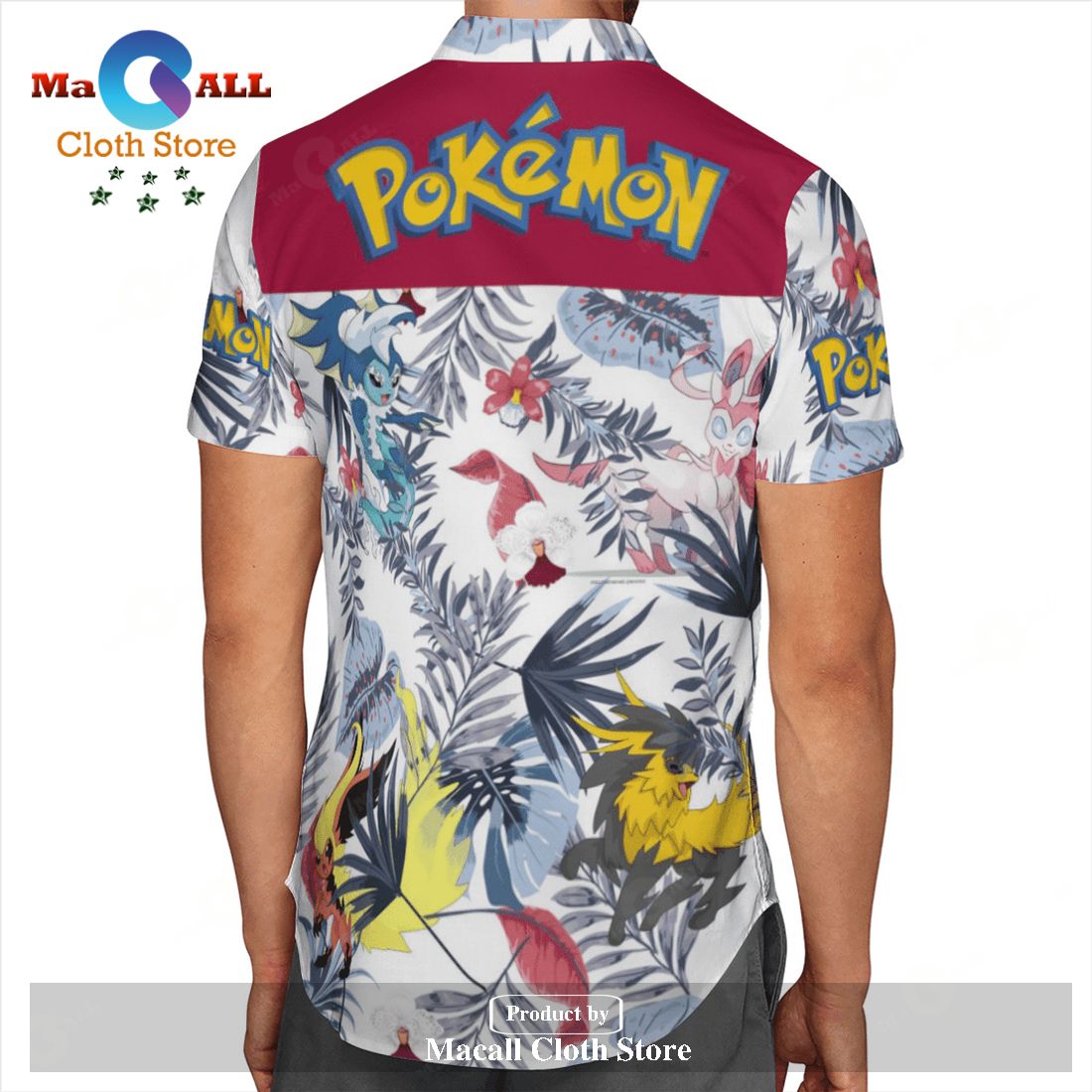 Pokemon Many Types Eevee Tropical White Aloha Hawaiian Shirt Pokemon Many Types Eevee Tropical White Aloha Hawaiian Shirt