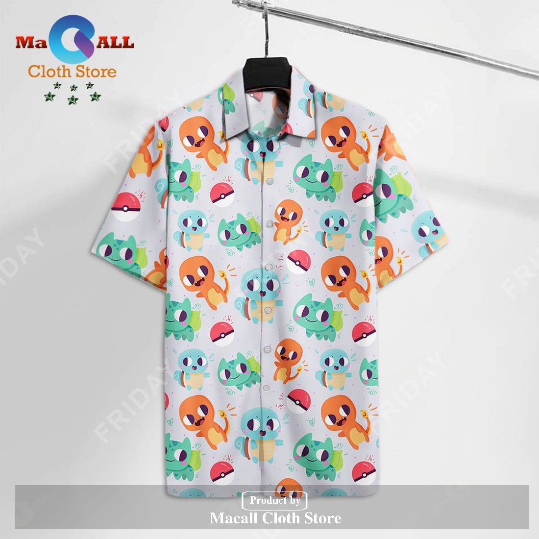 Pokemon Pokemon Charmander Bulbasaur Squirtle Chibi Cut Hawaiian Shirt ...