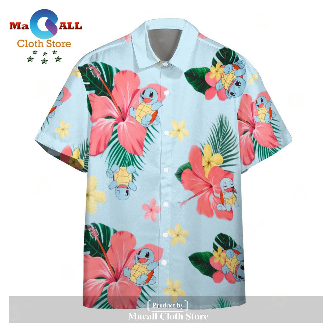 Pokemon Squirtle Tropical Flowers Pokemon Hawaiian Shirt Pokemon Squirtle Tropical Flowers Pokemon Hawaiian Shirt