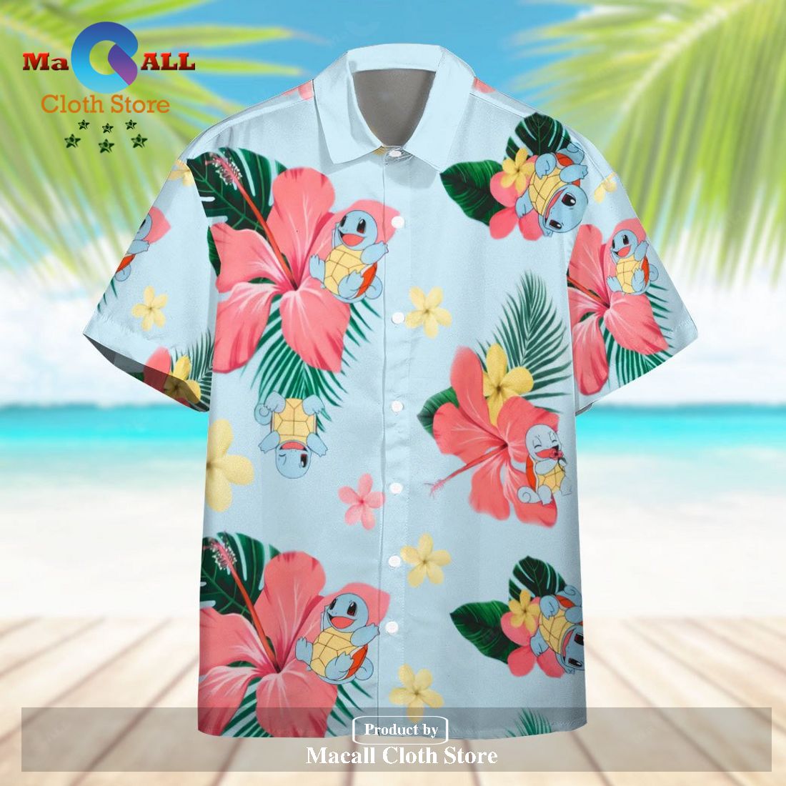Pokemon Squirtle Tropical Flowers Pokemon Hawaiian Shirt Pokemon Squirtle Tropical Flowers Pokemon Hawaiian Shirt