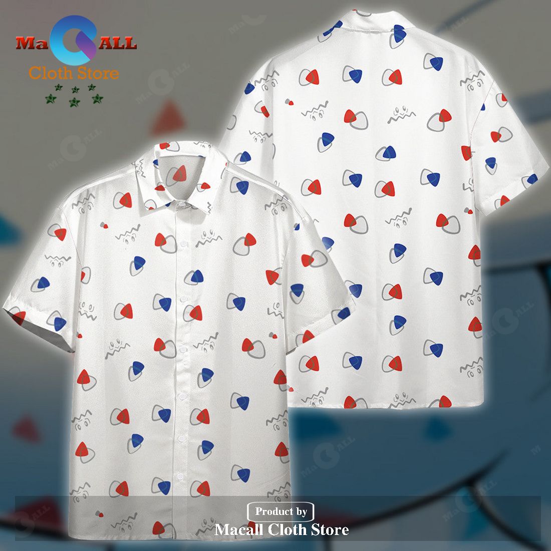 Togepi Pattern Pokemon Button Up Hawaiian Shirt - AnimeBape