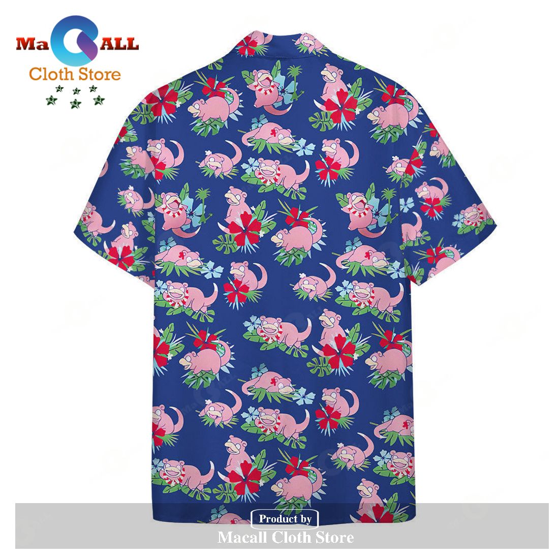 Pokemon Tropical Slowpoke Pink Blue Pokemo Hawaiian Shirt