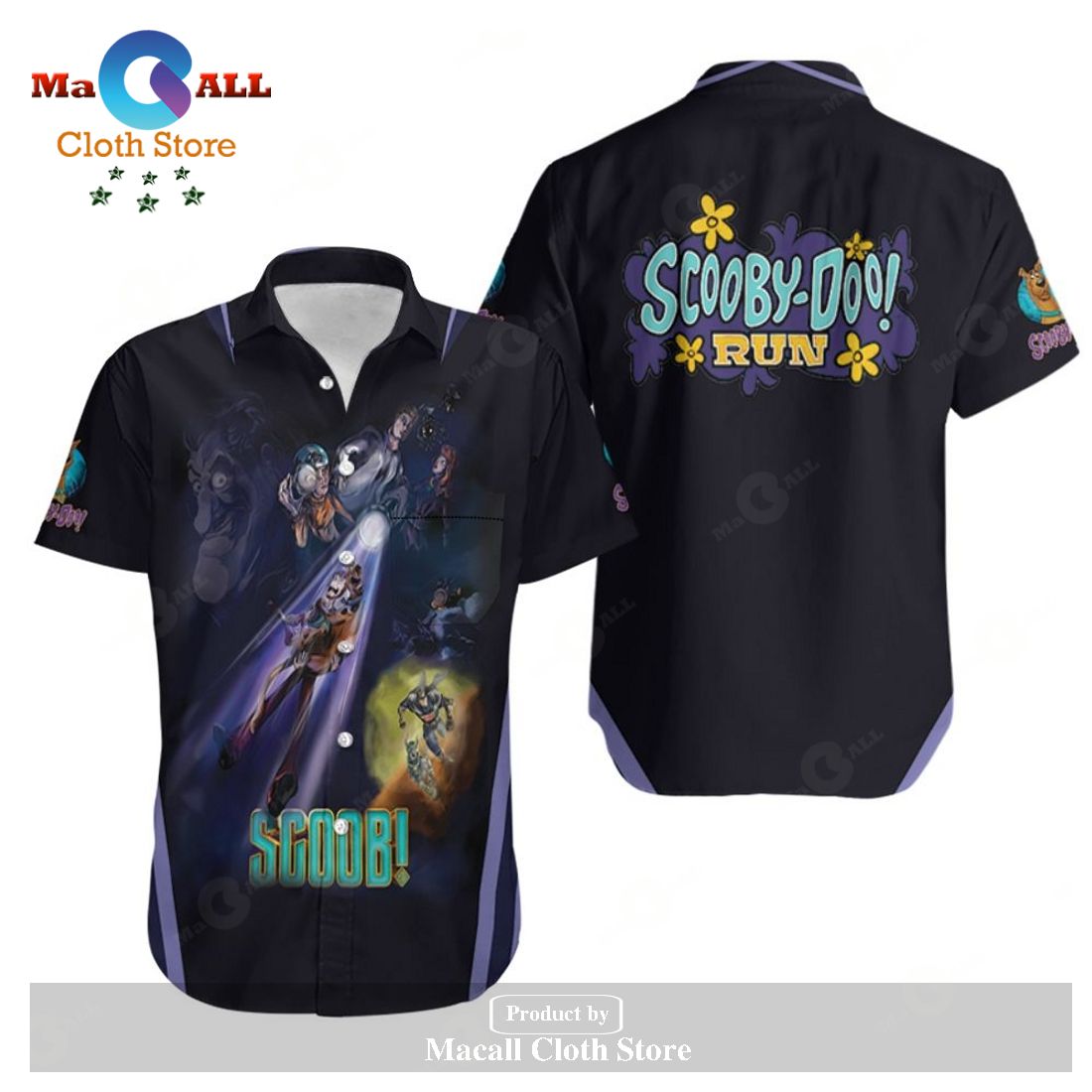 Scooby-Doo Scooby-Doo Scoob Ghosts Black Hawaiian Shirt Scooby-Doo Scooby-Doo Scoob Ghosts Black Hawaiian Shirt