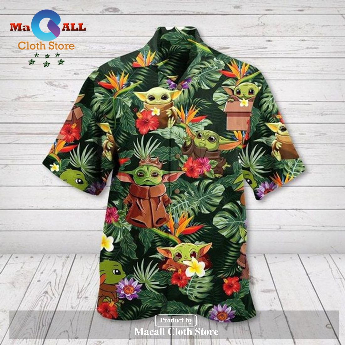 SW Baby Yoda Grogu Cute Tropical Pattern Green Hawaiian Shirt SW Baby Yoda Grogu Cute Tropical Pattern Green Hawaiian Shirt
