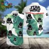 SW Darth Vader Chewbacca Yoda Heads Pattern Black Hawaiian Shirt