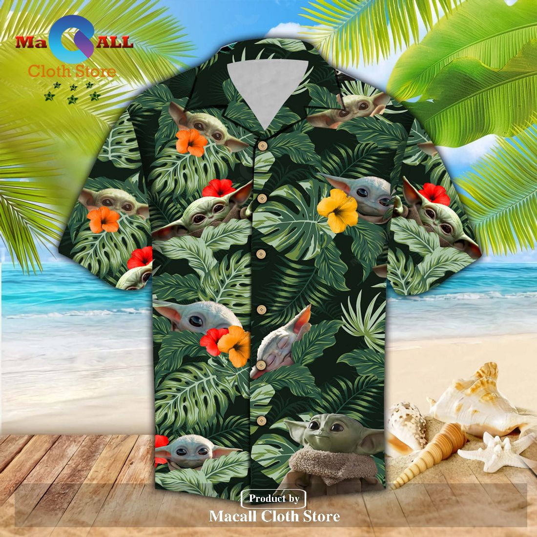 SW Baby Yoda Grogu Hibiscus Flower Tropical 3d Green Hawaiian Shirt SW Baby Yoda Grogu Hibiscus Flower Tropical 3d Green Hawaiian Shirt