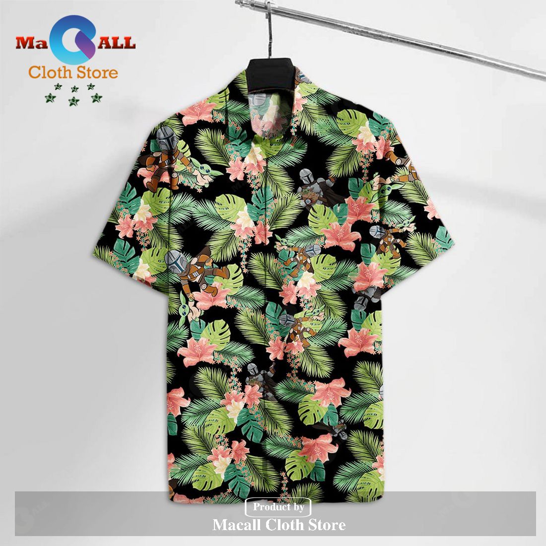 SW Mandalore And Baby Yd Tropical Flowers Hawaiian Shirt
