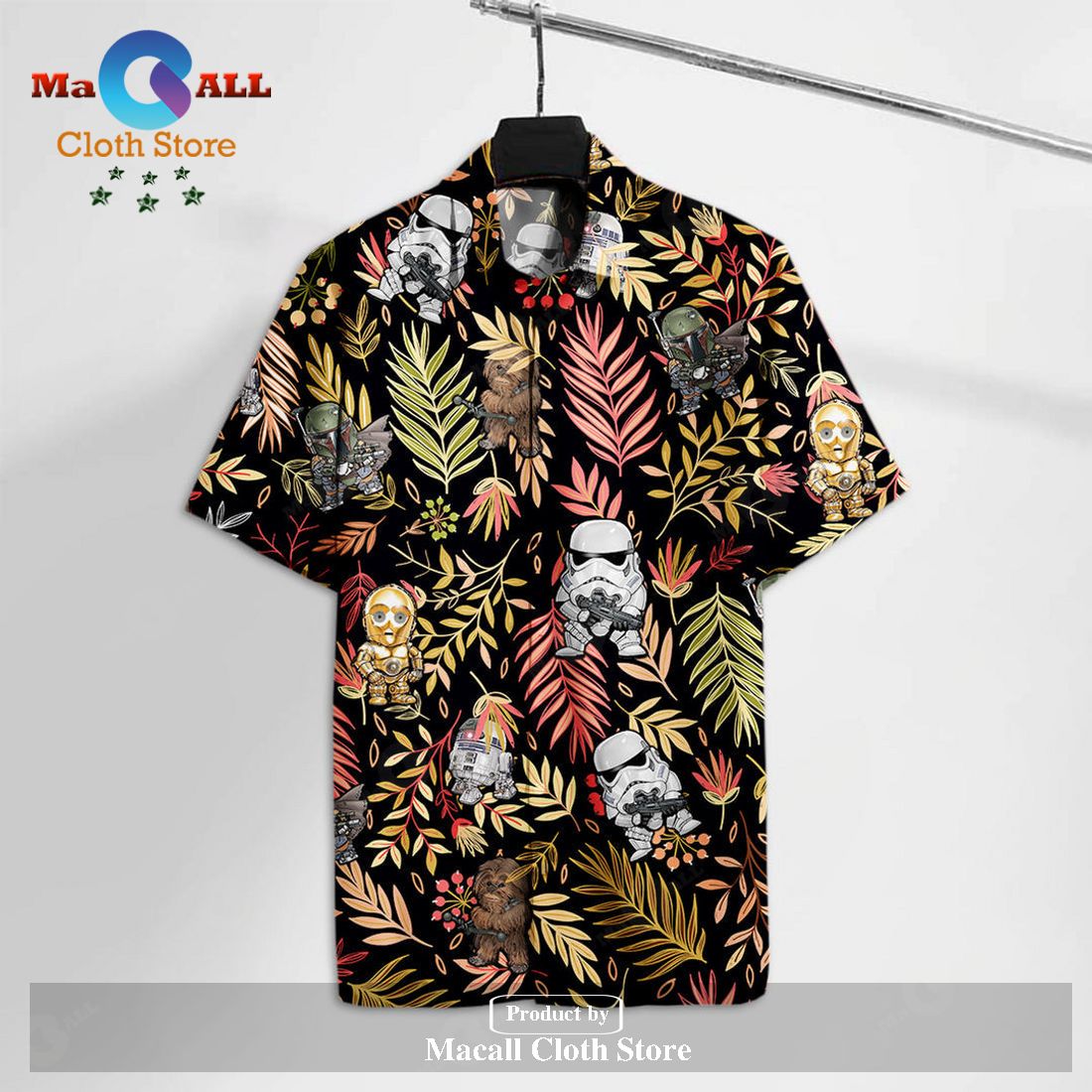 SW ian CHIBI TROOPER CHEWIE AND ROBOTS Amazing Hawaiian Shirt