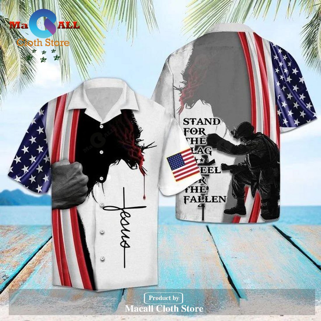 Veteran Jesus Soldier Stand For The Flag Kneel Hawaiian Shirt