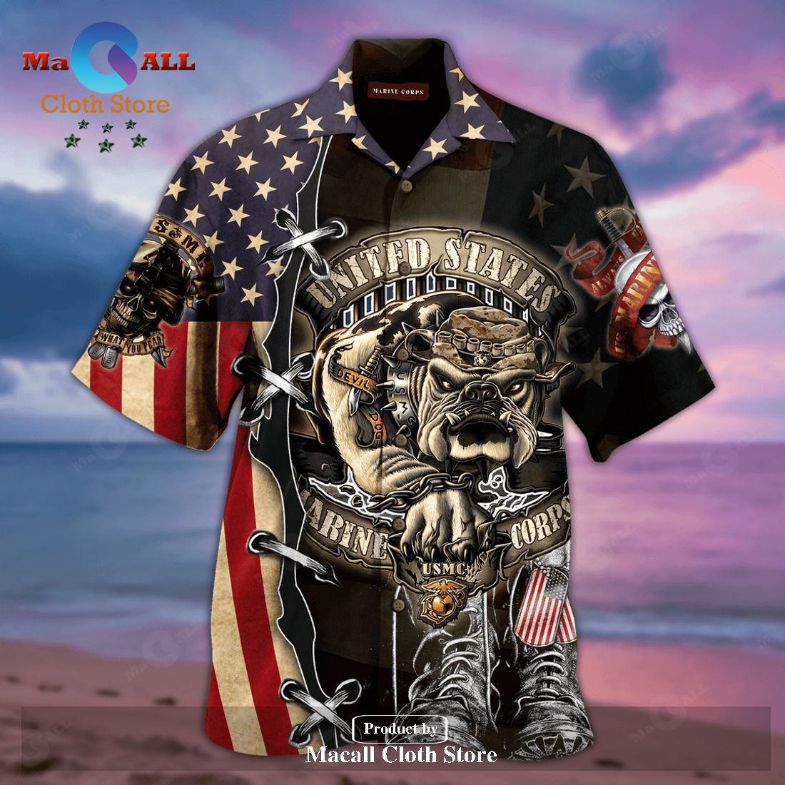 Veteran Proud United States Marine Corps Bull Dog Hawaiian Shirt