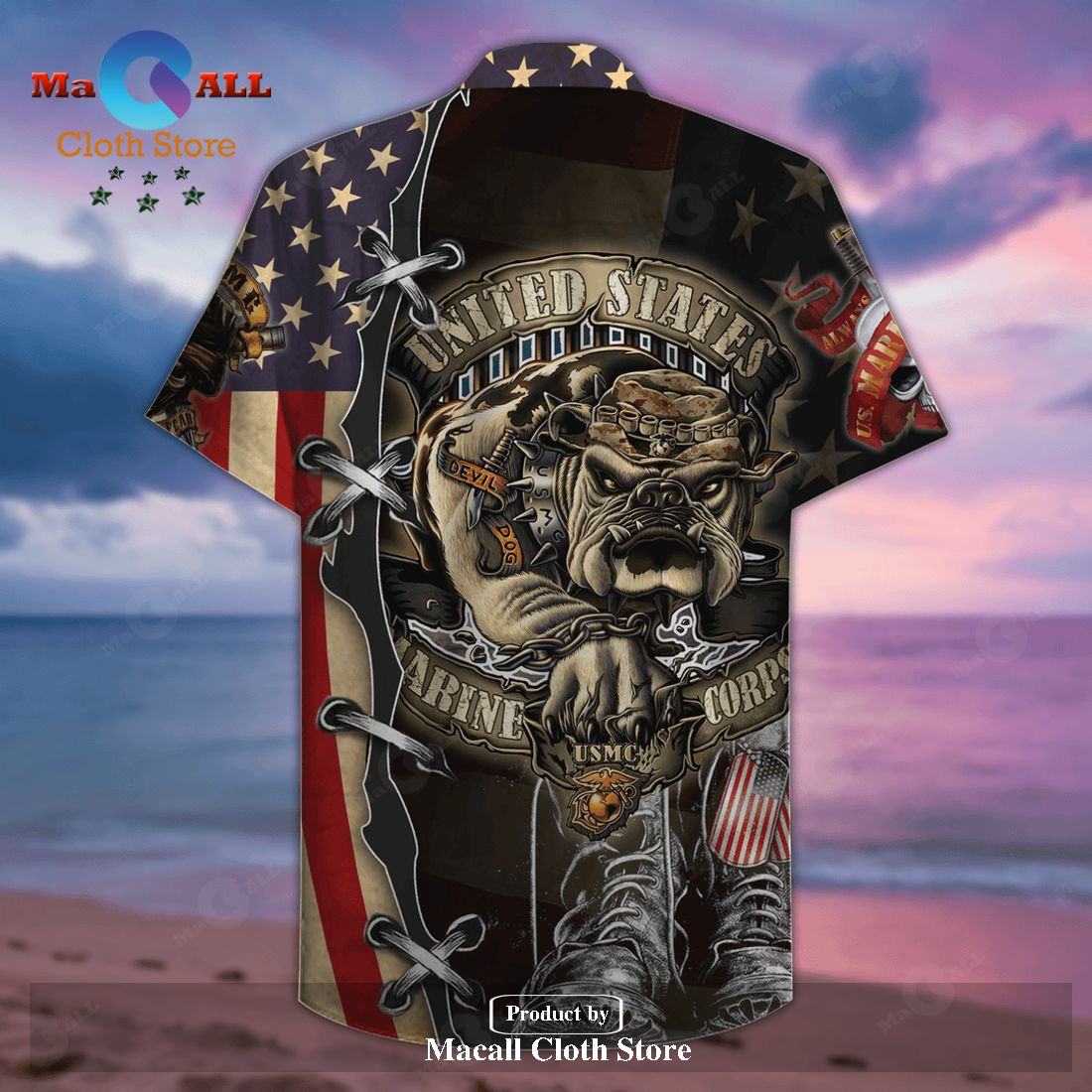Veteran Proud United States Marine Corps Bull Dog Hawaiian Shirt