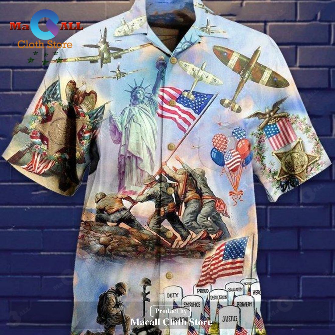 Veteran Happy Independence Day Aloha Unisex Full Hawaiian Shirt