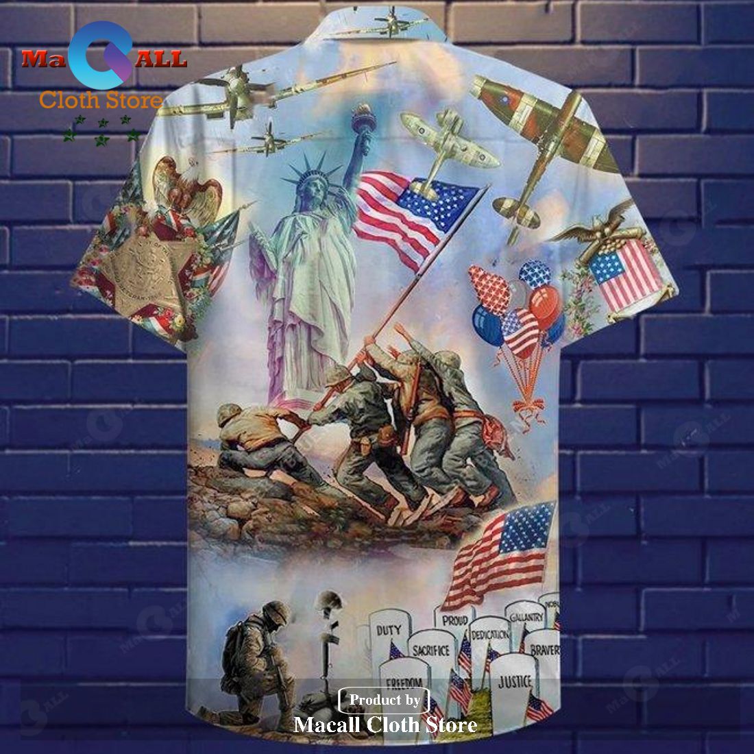 Veteran Happy Independence Day Aloha Unisex Full Hawaiian Shirt
