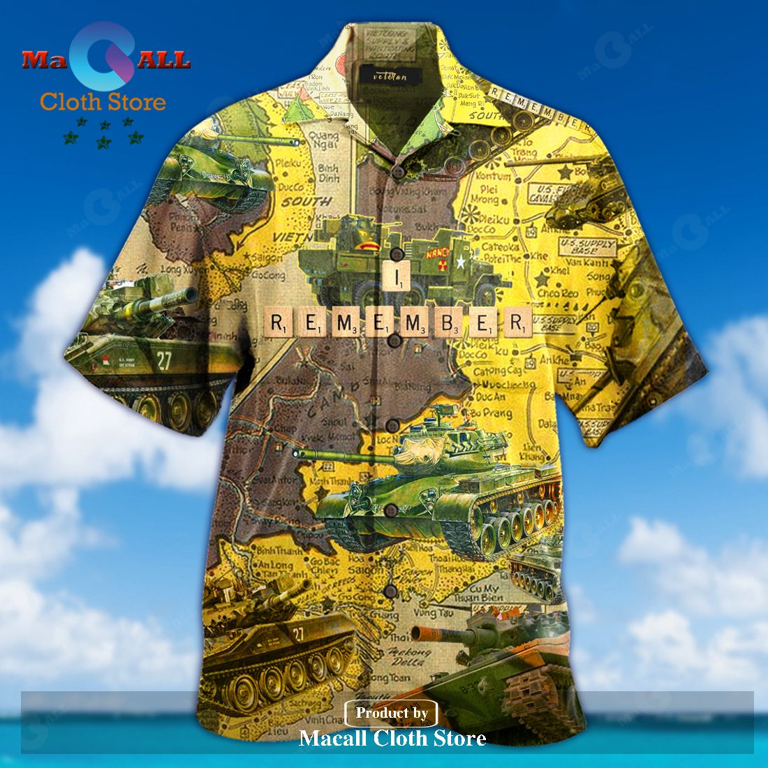 Veteran I Remember Map Aloha Unisex Full Size Hawaiian Shirt