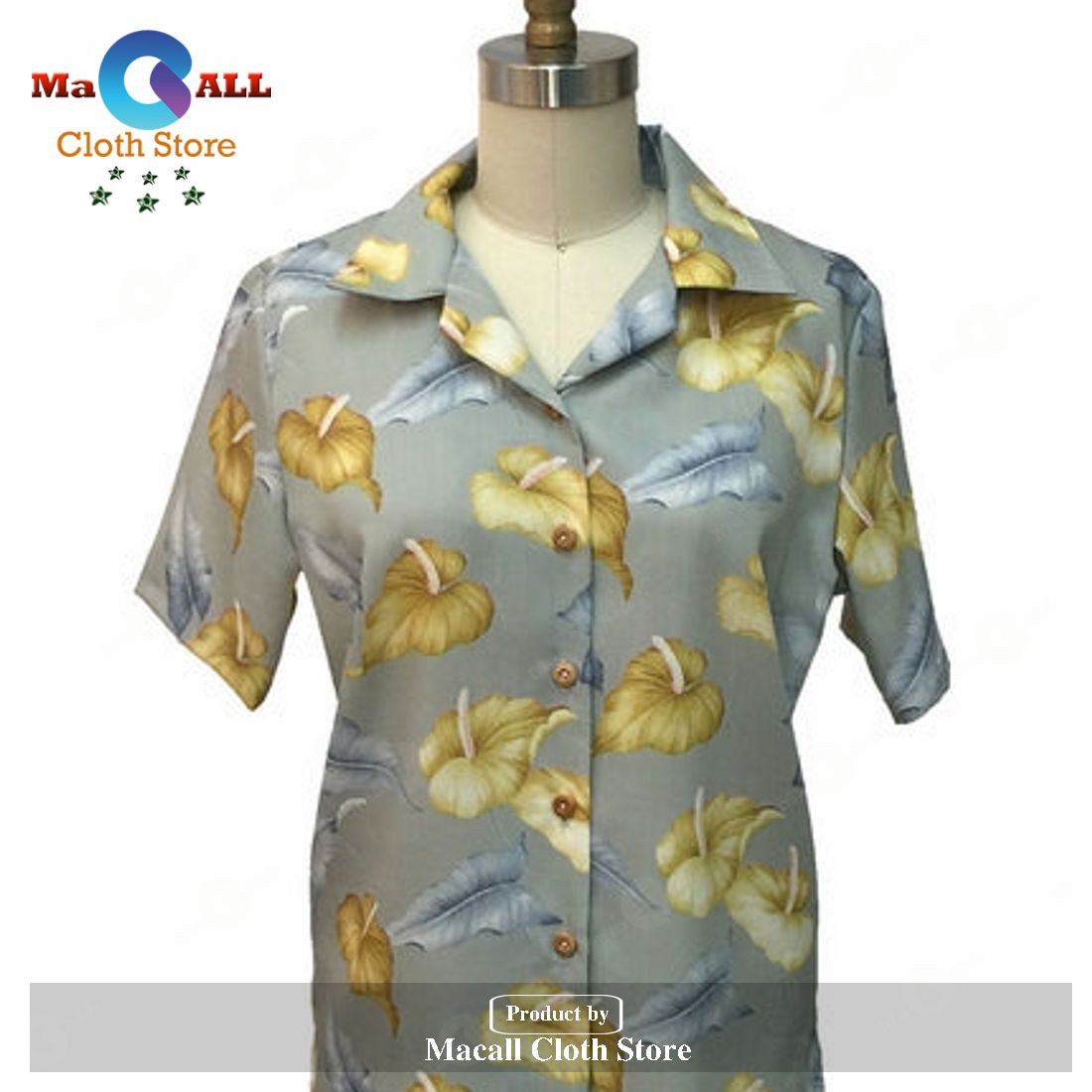 Women's Anthurium Anthem Gray Camp Hawaiian Shirt and Shorts Women's Anthurium Anthem Gray Camp Hawaiian Shirt and Shorts