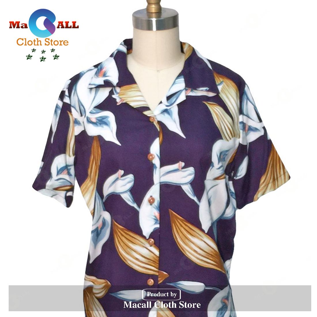 Women's Calla Lily Purple Camp Hawaiian Shirt and Shorts Women's Calla Lily Purple Camp Hawaiian Shirt and Shorts