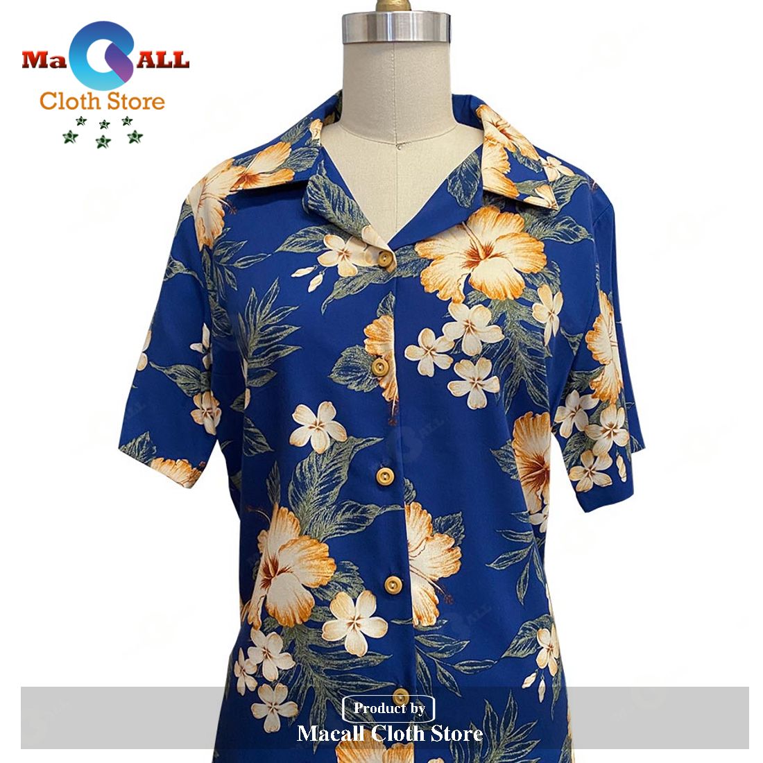 Women’s Hibiscus Resort Navy Camp Hawaiian Shirt and Shorts