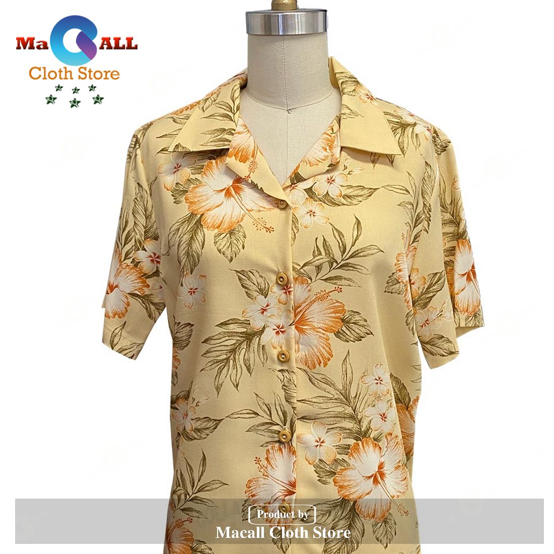 Women's Hibiscus Resort Peach Camp Hawaiian Shirt and Shorts Women's Hibiscus Resort Peach Camp Hawaiian Shirt and Shorts