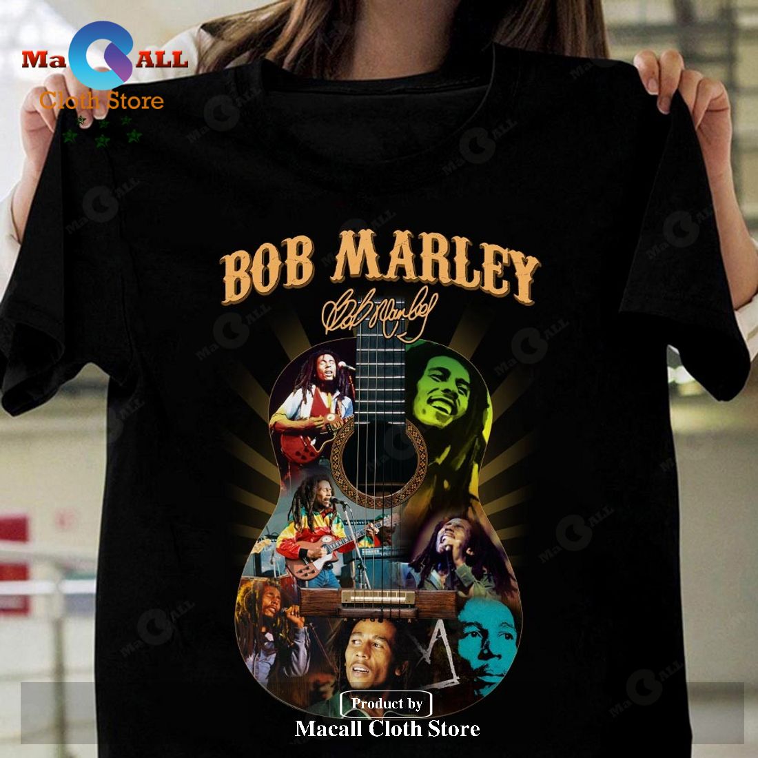 Bob Marley Guitar Signature Unisex Classic T-Shirt Hoodie Sweatshirt