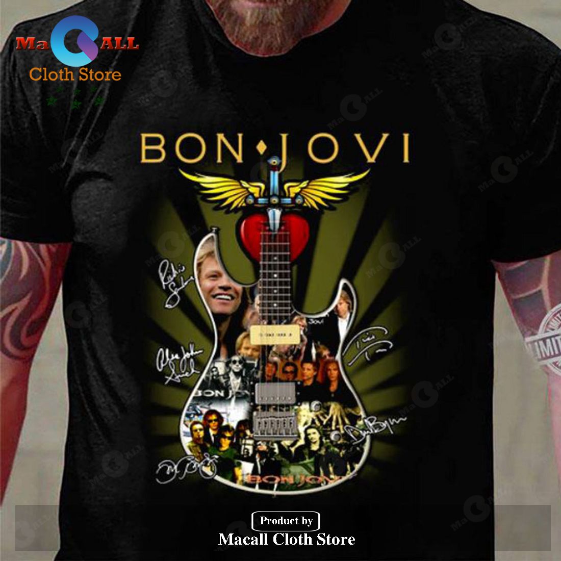 Bon Jovi Guitar Unisex Classic T-Shirt Hoodie Sweatshirt