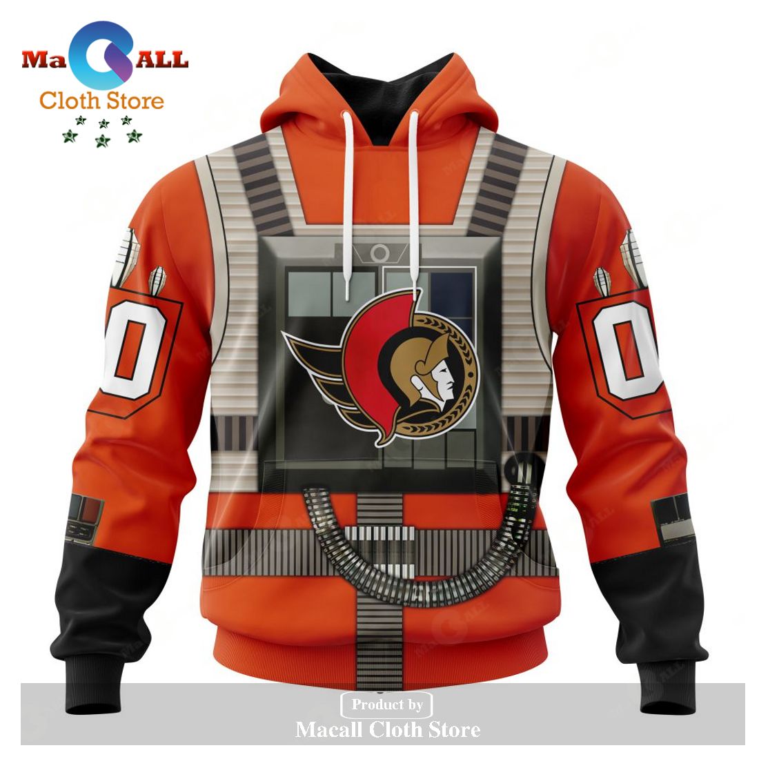 Personalized NHL Ottawa Senators Star Wars Rebel Pilot Design Hoodie Sweatshirt 3D LIMITED EDITION