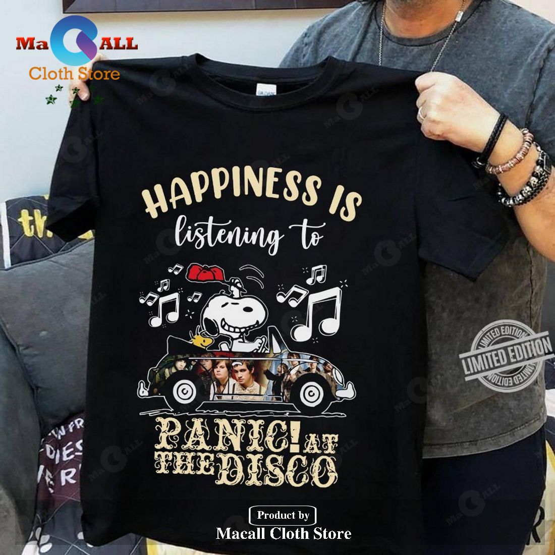 Happiness is listening to Panic at the Disco Unisex Classic T-Shirt Hoodie Sweatshirt