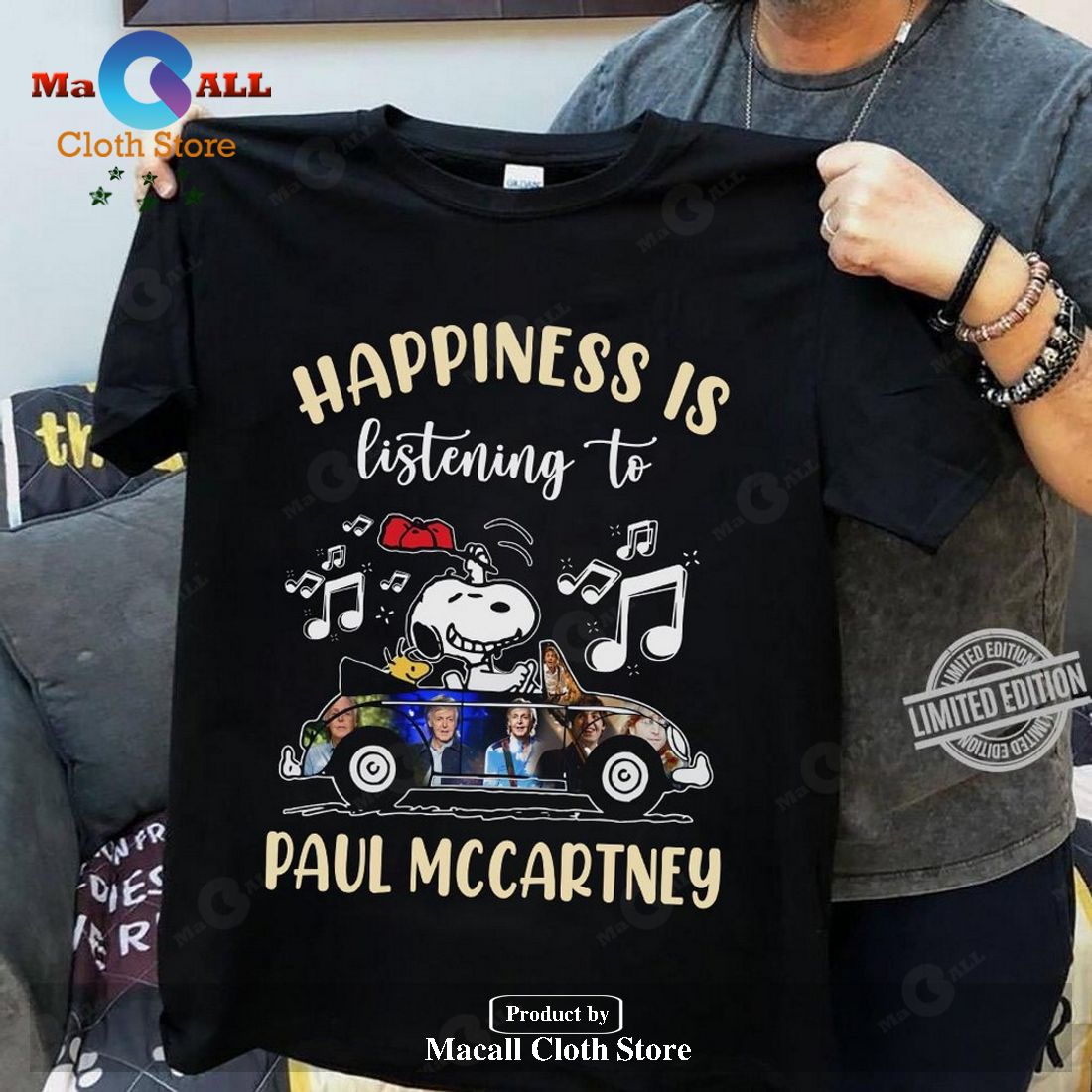 Happiness is listening to Paul McCartney Unisex Classic T-Shirt Hoodie Sweatshirt
