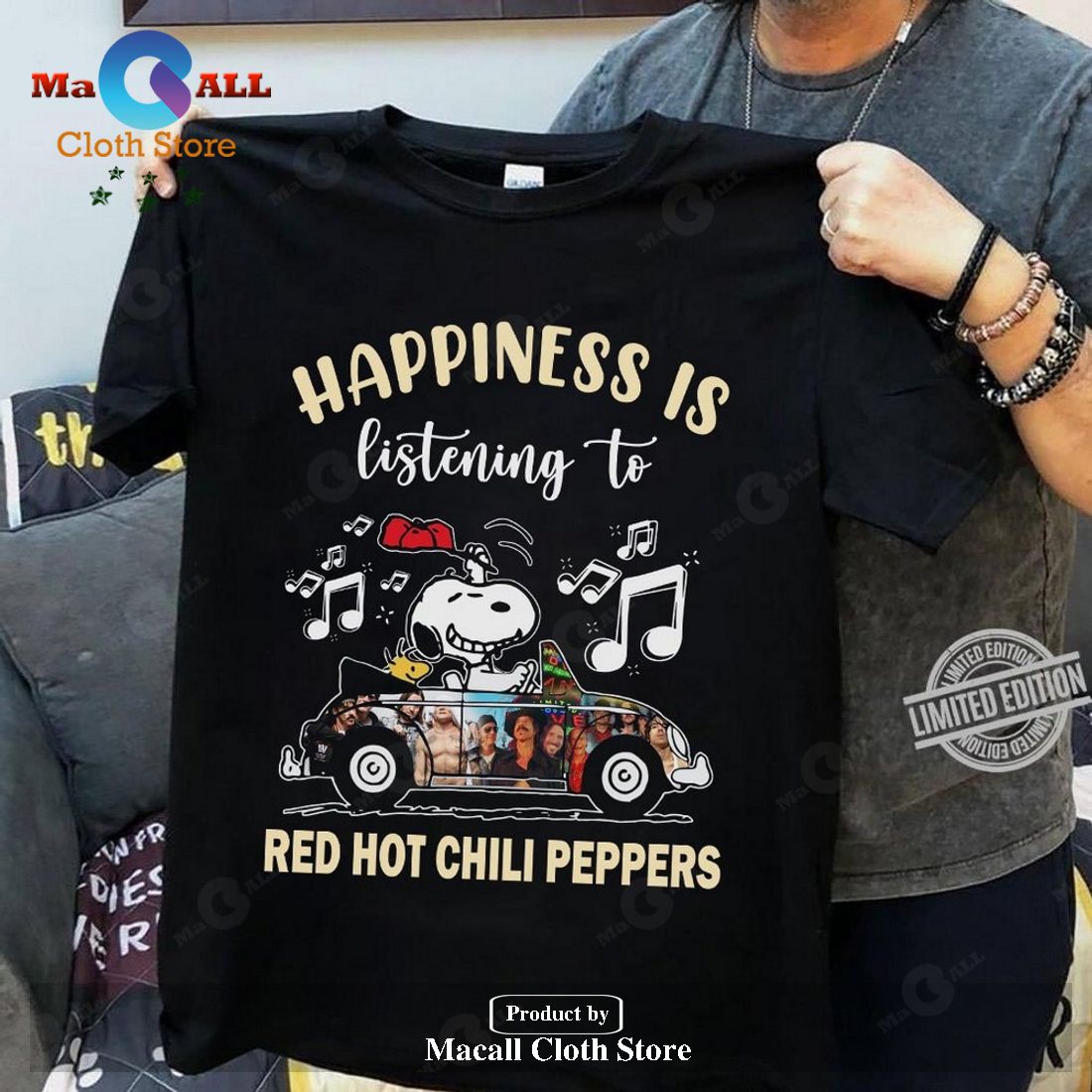 Happiness is listening to Red Hot Chili Peppers Unisex Classic T-Shirt Hoodie Sweatshirt