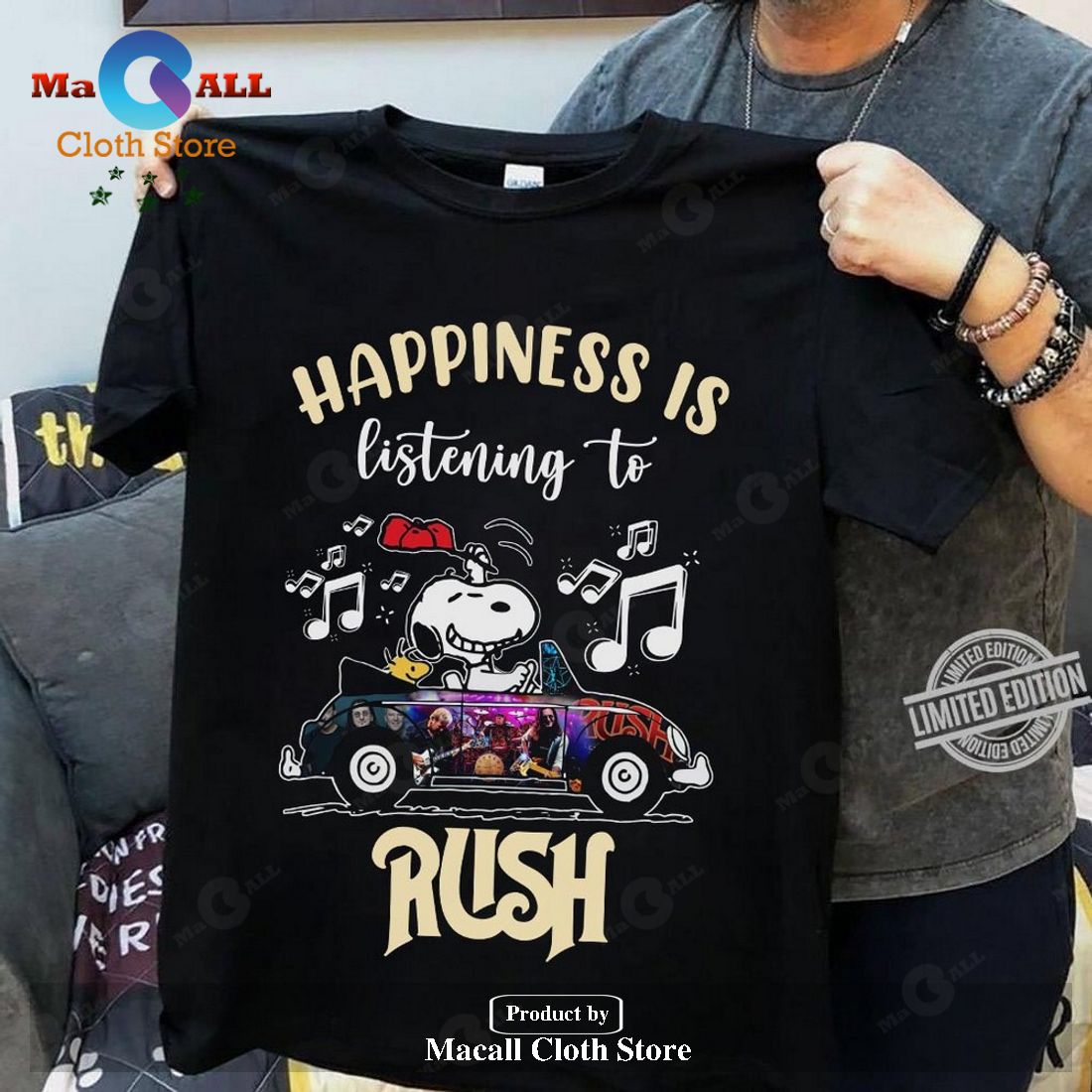 Happiness is listening to Rush Unisex Classic T-Shirt Hoodie Sweatshirt