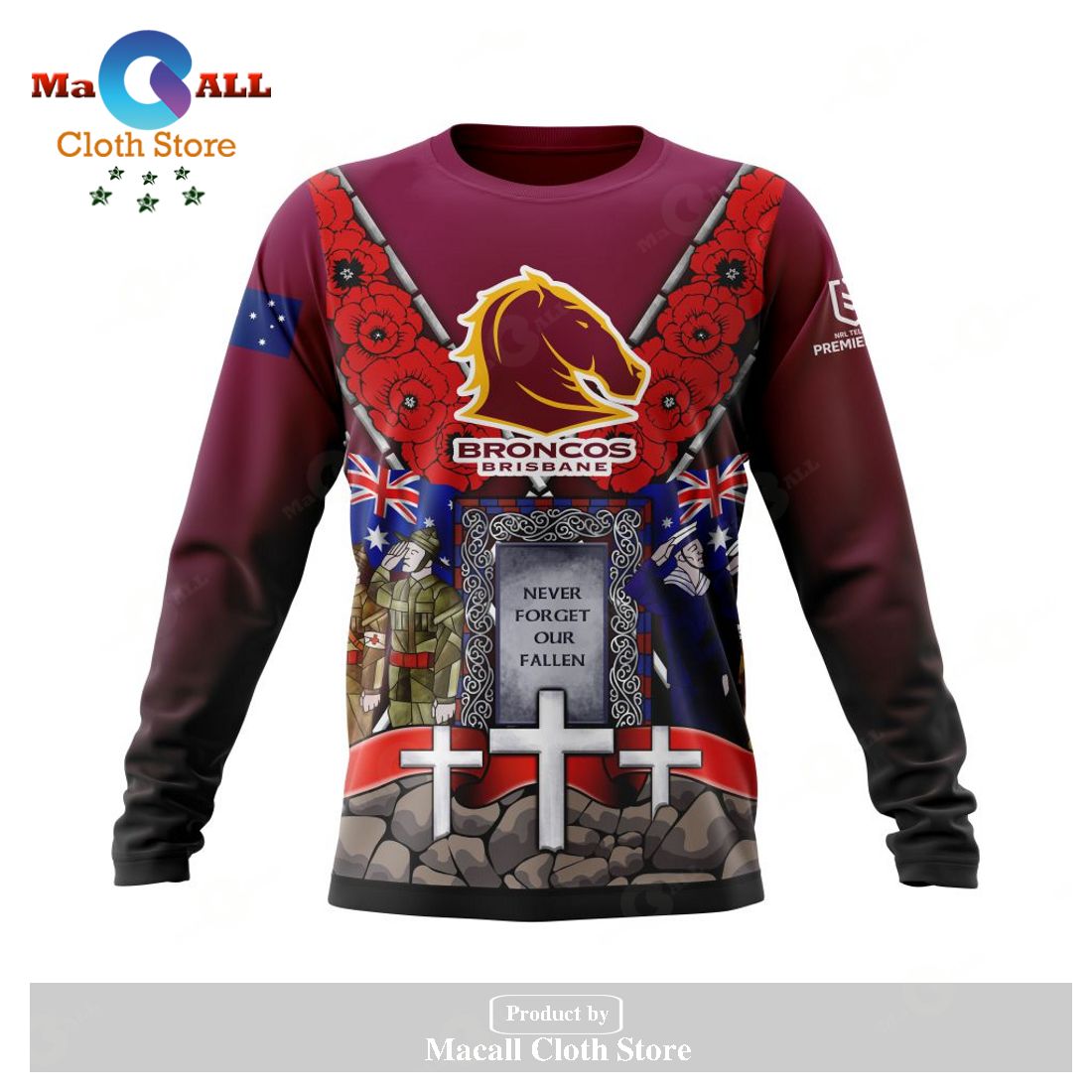 Personalized NRL Brisbane Broncos - Specialized Anzac Jersey Concepts Hoodie Sweatshirt 3D LIMITED EDITION Personalized NRL Brisbane Broncos - Specialized Anzac Jersey Concepts Hoodie Sweatshirt 3D LIMITED EDITION