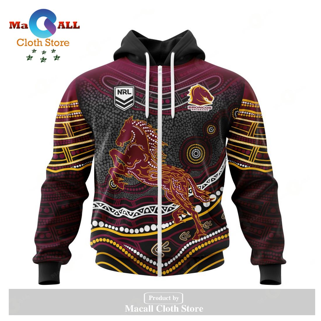 Personalized NRL Brisbane Broncos - Specialized Indigenous Concept With Team Mascot Hoodie Sweatshirt 3D LIMITED EDITION Personalized NRL Brisbane Broncos - Specialized Indigenous Concept With Team Mascot Hoodie Sweatshirt 3D LIMITED EDITION