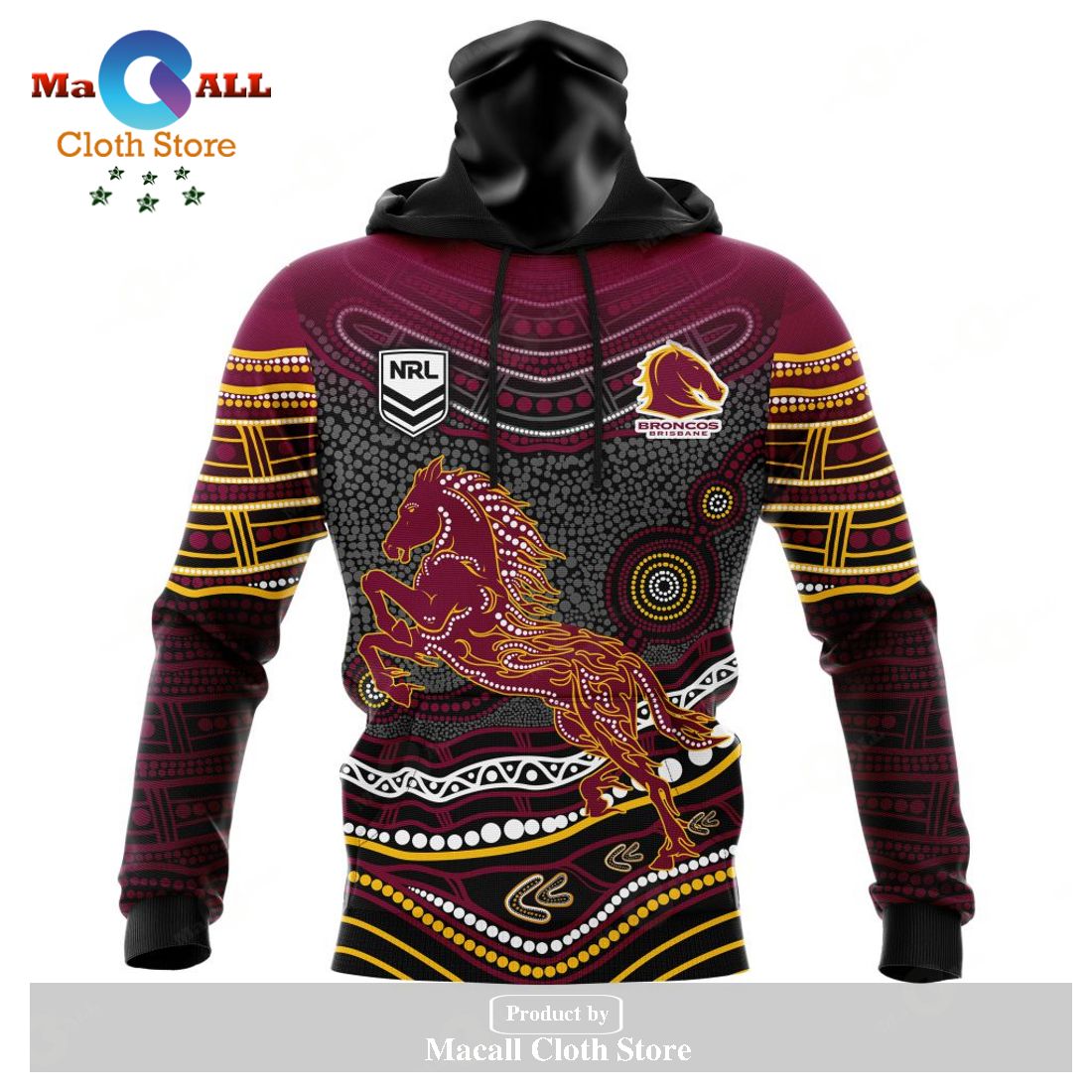 Personalized NRL Brisbane Broncos - Specialized Indigenous Concept With Team Mascot Hoodie Sweatshirt 3D LIMITED EDITION Personalized NRL Brisbane Broncos - Specialized Indigenous Concept With Team Mascot Hoodie Sweatshirt 3D LIMITED EDITION