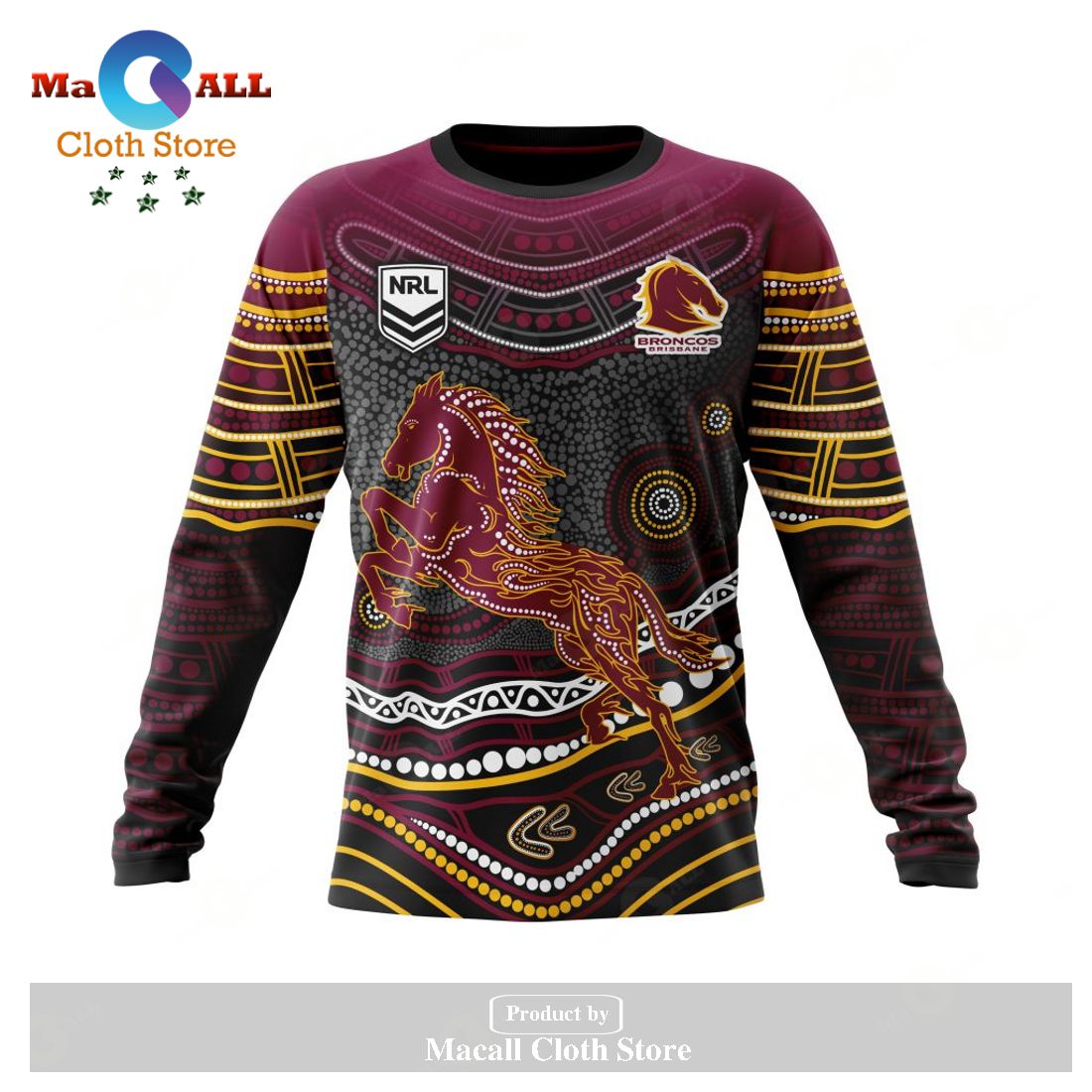 Personalized NRL Brisbane Broncos - Specialized Indigenous Concept With Team Mascot Hoodie Sweatshirt 3D LIMITED EDITION Personalized NRL Brisbane Broncos - Specialized Indigenous Concept With Team Mascot Hoodie Sweatshirt 3D LIMITED EDITION