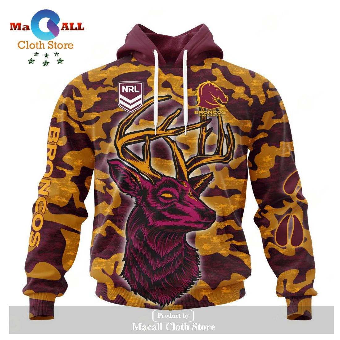 Brisbane Broncos NRL Special Camo Hunting Personalized Hoodie T