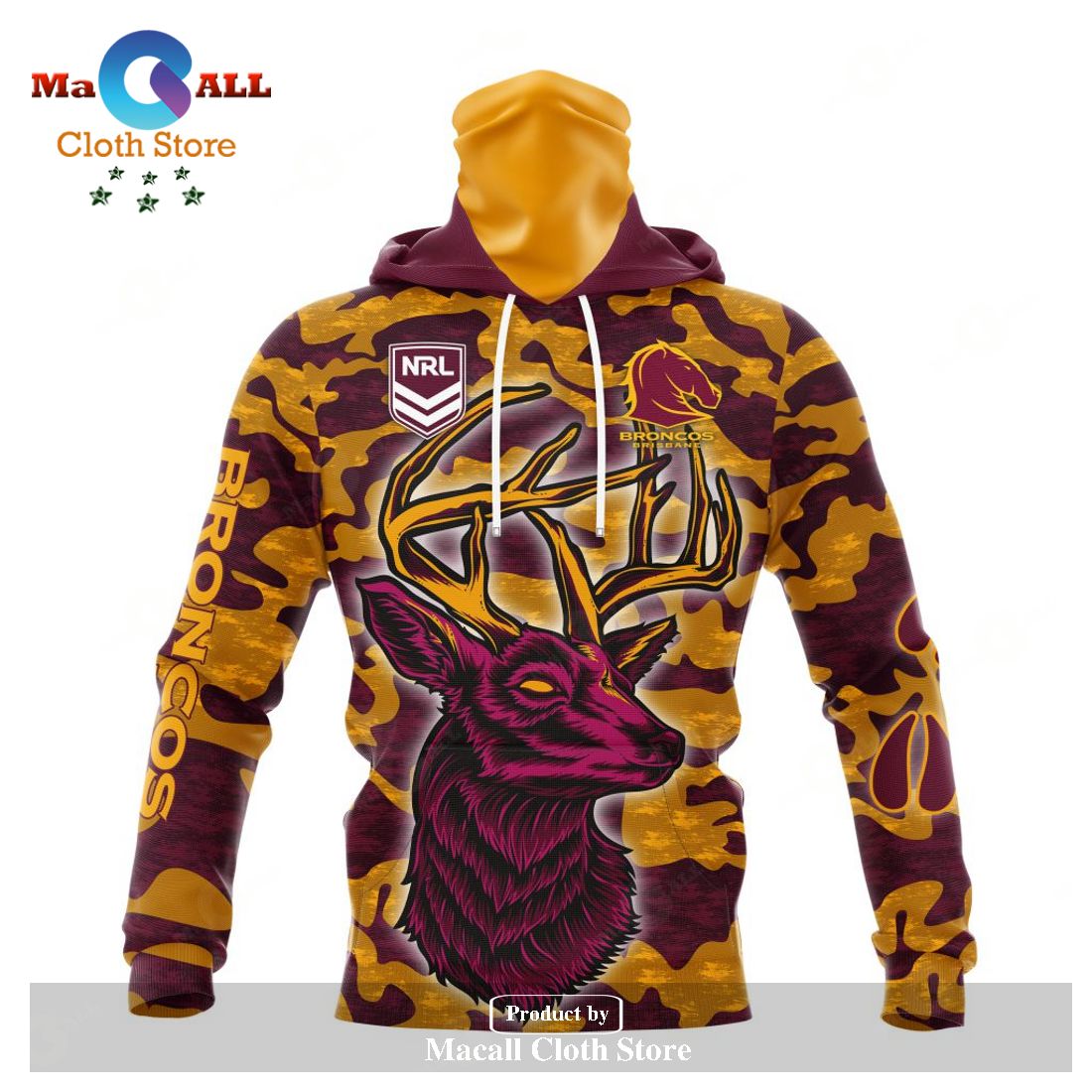 Brisbane Broncos NRL Special Camo Hunting Personalized Hoodie T Shirt -  Growkoc