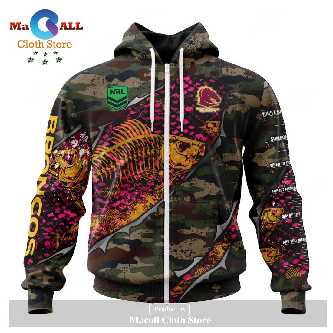 Personalized NRL Brisbane Broncos Special Camo Fishing Hoodie Sweatshirt 3D LIMITED EDITION Personalized NRL Brisbane Broncos Special Camo Fishing Hoodie Sweatshirt 3D LIMITED EDITION