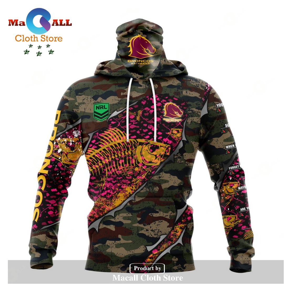 Personalized NRL Brisbane Broncos Special Camo Fishing Hoodie Sweatshirt 3D LIMITED EDITION Personalized NRL Brisbane Broncos Special Camo Fishing Hoodie Sweatshirt 3D LIMITED EDITION
