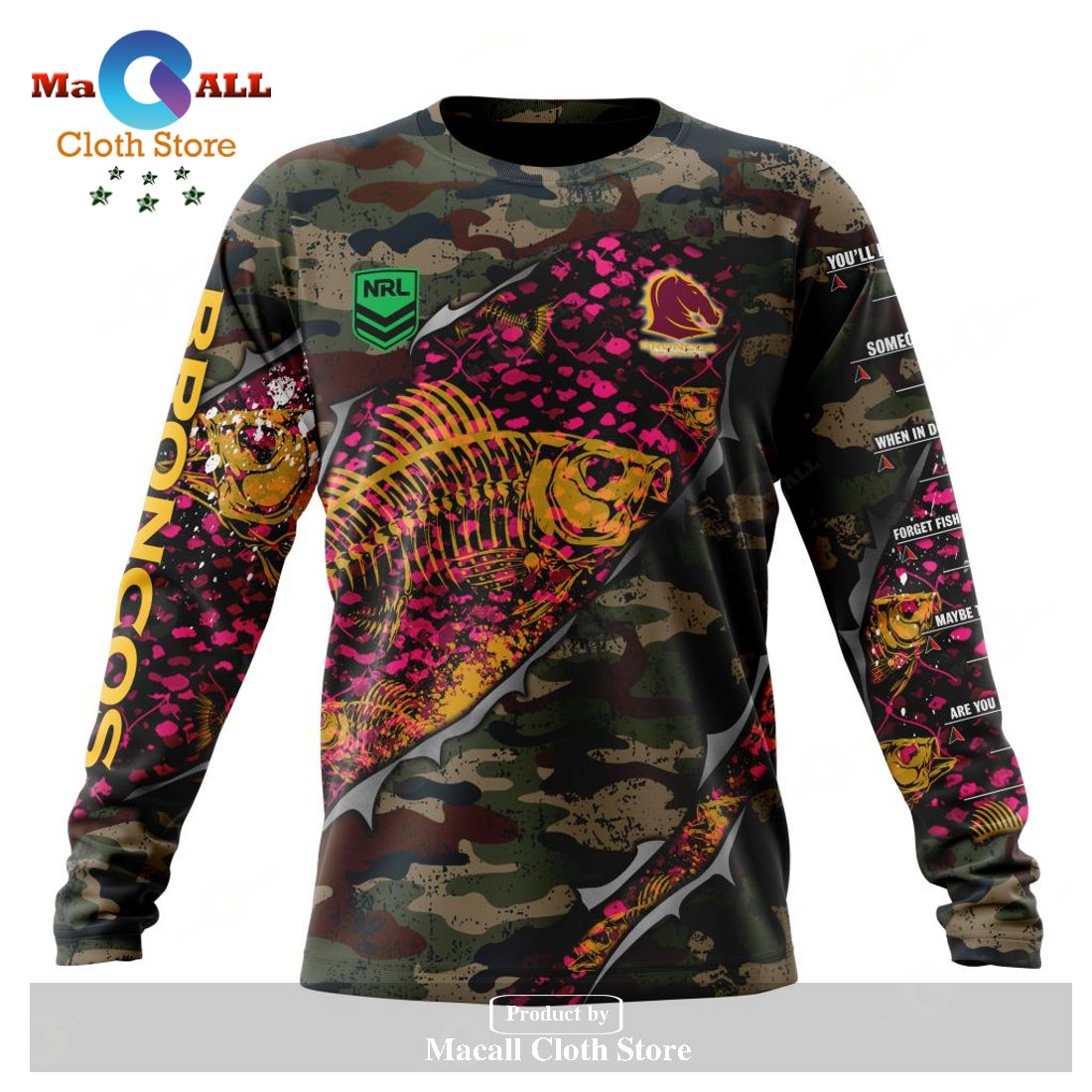Personalized NRL Brisbane Broncos Special Camo Fishing Hoodie Sweatshirt 3D LIMITED EDITION Personalized NRL Brisbane Broncos Special Camo Fishing Hoodie Sweatshirt 3D LIMITED EDITION