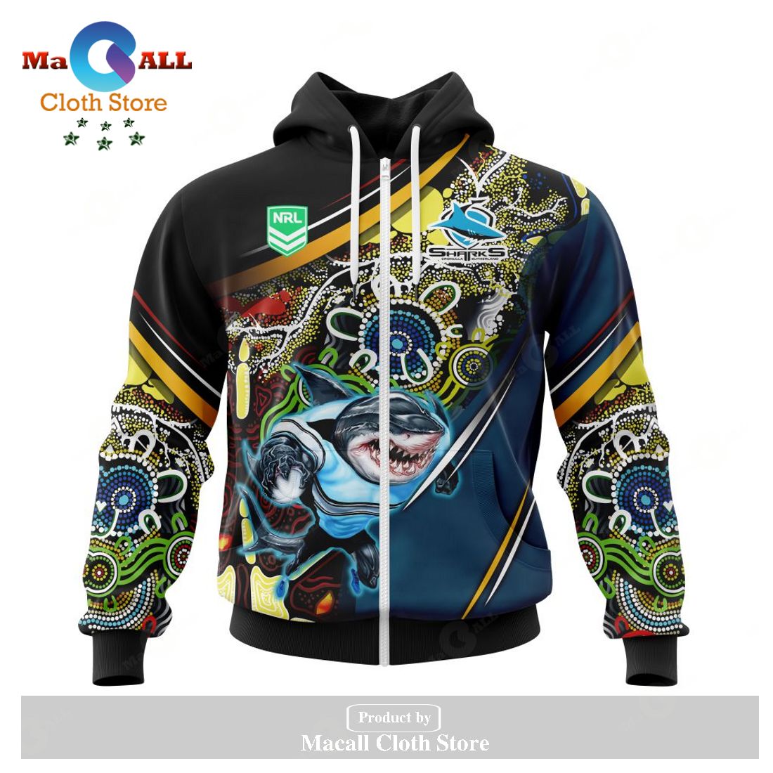 Personalized NRL Cronulla-Sutherland Sharks - Specialized Indigenous Concept With Team Mascot Hoodie Sweatshirt 3D LIMITED EDITION Personalized NRL Cronulla-Sutherland Sharks - Specialized Indigenous Concept With Team Mascot Hoodie Sweatshirt 3D LIMITED EDITION