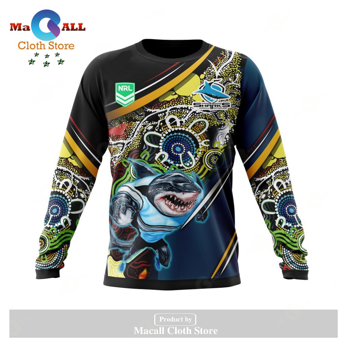 Personalized NRL Cronulla-Sutherland Sharks - Specialized Indigenous Concept With Team Mascot Hoodie Sweatshirt 3D LIMITED EDITION Personalized NRL Cronulla-Sutherland Sharks - Specialized Indigenous Concept With Team Mascot Hoodie Sweatshirt 3D LIMITED EDITION