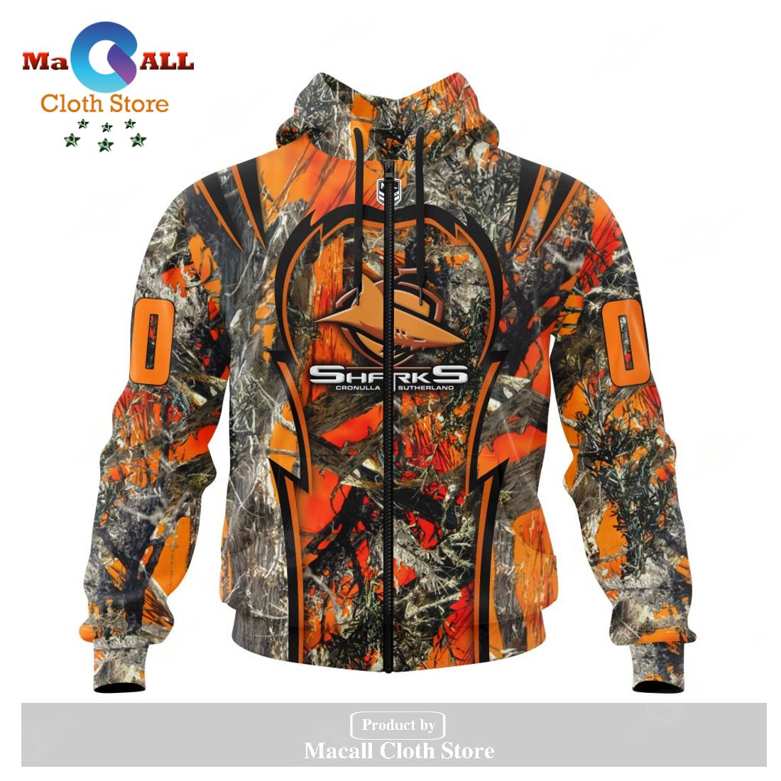 Personalized NRL Cronulla-Sutherland Sharks - Specialized Orange Hunting Camo Hoodie Sweatshirt 3D LIMITED EDITION Personalized NRL Cronulla-Sutherland Sharks - Specialized Orange Hunting Camo Hoodie Sweatshirt 3D LIMITED EDITION