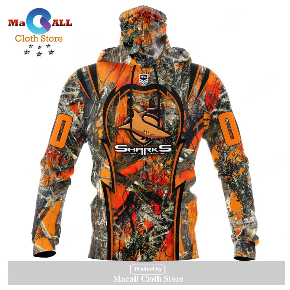 Personalized NRL Cronulla-Sutherland Sharks - Specialized Orange Hunting Camo Hoodie Sweatshirt 3D LIMITED EDITION Personalized NRL Cronulla-Sutherland Sharks - Specialized Orange Hunting Camo Hoodie Sweatshirt 3D LIMITED EDITION