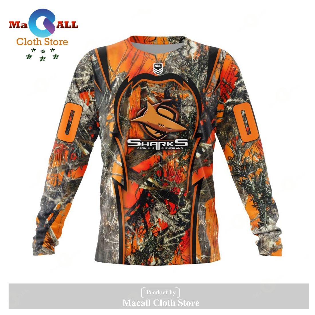 Personalized NRL Cronulla-Sutherland Sharks - Specialized Orange Hunting Camo Hoodie Sweatshirt 3D LIMITED EDITION Personalized NRL Cronulla-Sutherland Sharks - Specialized Orange Hunting Camo Hoodie Sweatshirt 3D LIMITED EDITION