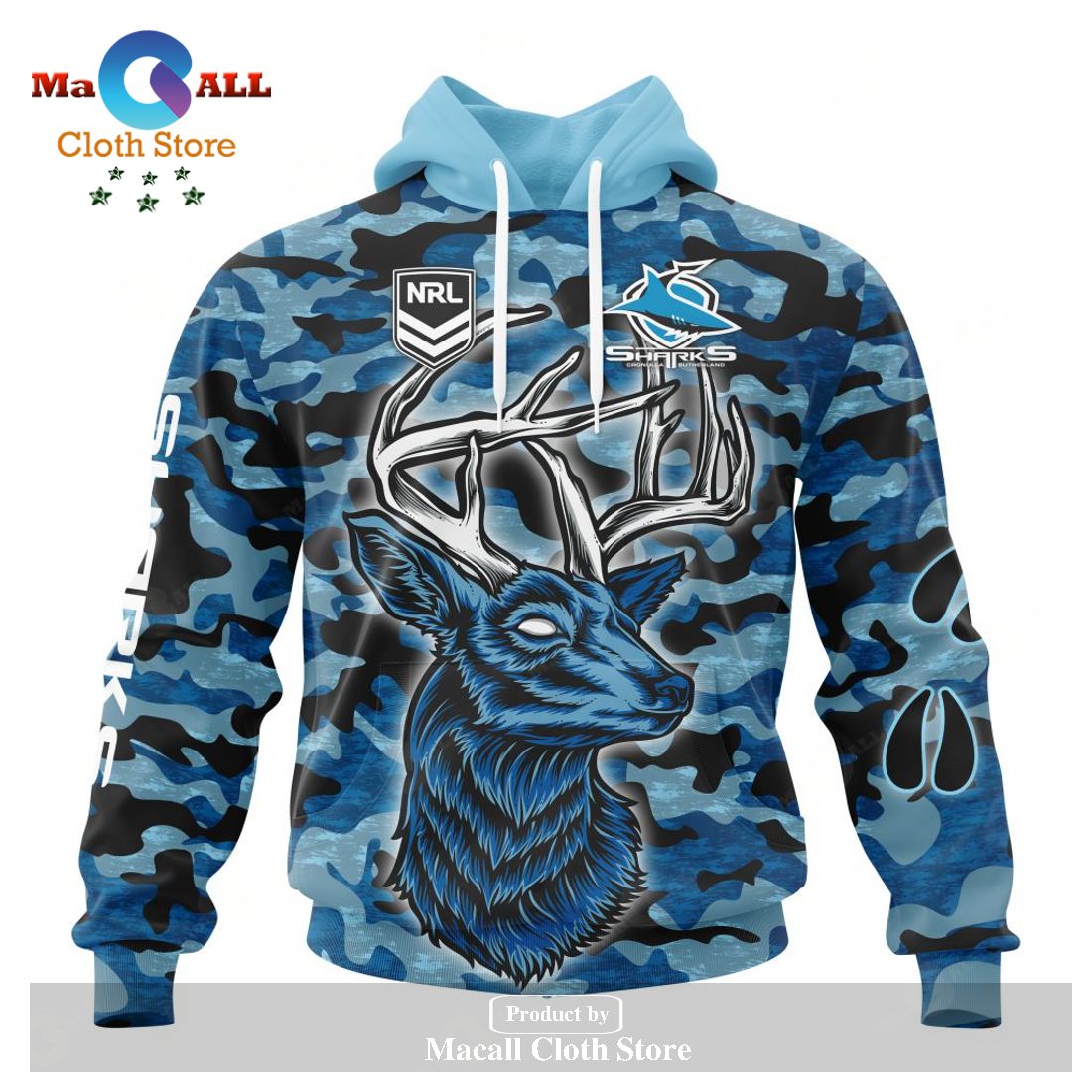 Personalized NRL Cronulla-Sutherland Sharks Special Camo Deer Hunting Hoodie Sweatshirt 3D LIMITED EDITION Personalized NRL Cronulla-Sutherland Sharks Special Camo Deer Hunting Hoodie Sweatshirt 3D LIMITED EDITION