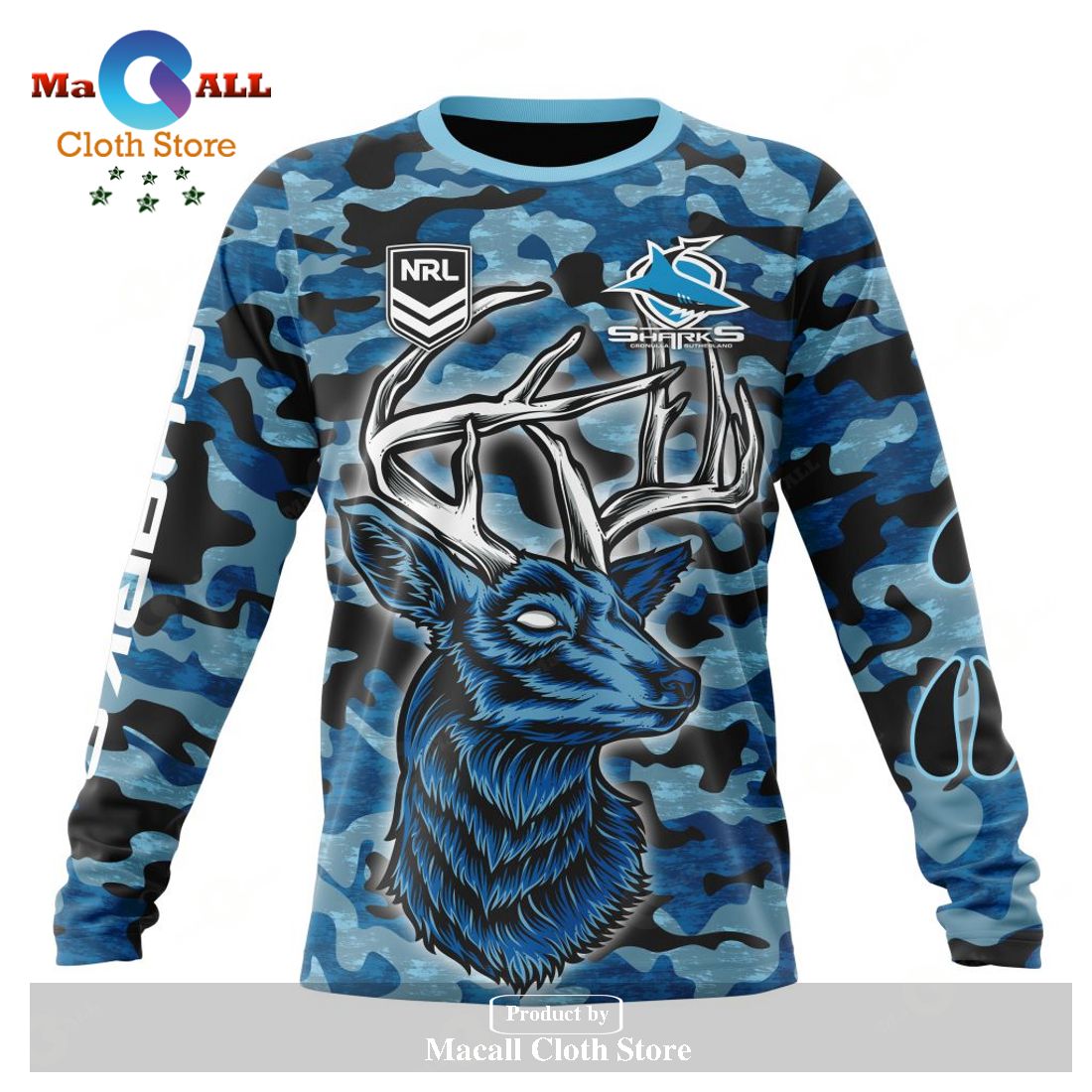 Personalized NRL Cronulla-Sutherland Sharks Special Camo Deer Hunting Hoodie Sweatshirt 3D LIMITED EDITION Personalized NRL Cronulla-Sutherland Sharks Special Camo Deer Hunting Hoodie Sweatshirt 3D LIMITED EDITION