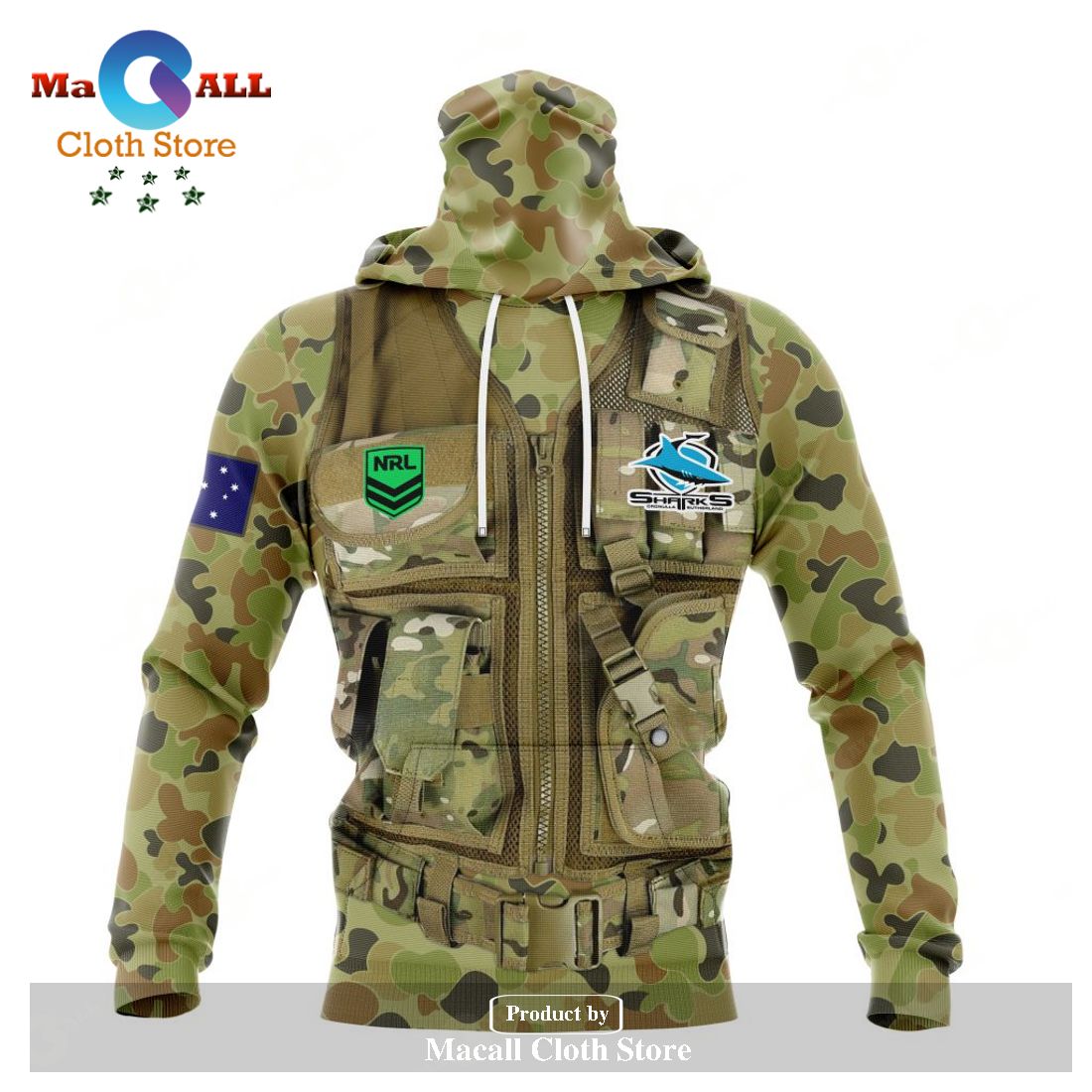 Personalized NRL Cronulla-Sutherland Sharks Special Military Camo Hoodie Sweatshirt 3D LIMITED EDITION Personalized NRL Cronulla-Sutherland Sharks Special Military Camo Hoodie Sweatshirt 3D LIMITED EDITION